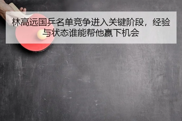 林高远国乒名单竞争进入关键阶段，经验与状态谁能帮他赢下机会